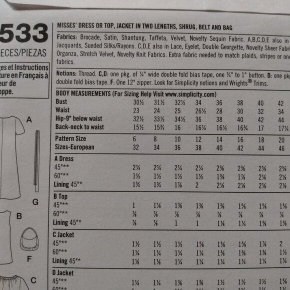 Dress Top Jacket Sewing Pattern 6-14 Shrug Belt Purse Bag Simplicity 3533 UNCUT - Picture 7 of 10